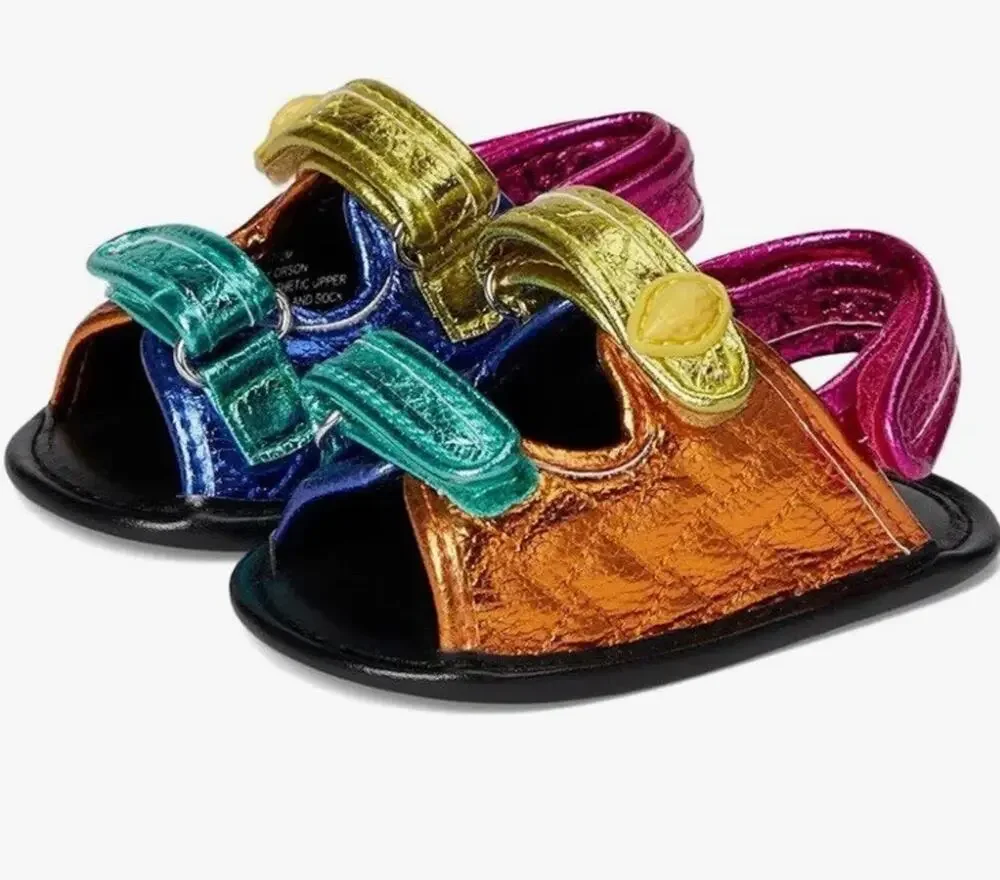 Kurt Geiger London Mini Orson Rainbow Metallic Sandals Strappy Size 2